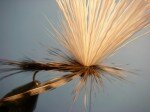 Wrap the hackle parachute style under both the tips and butts of the post/wing.Wrap the hackle firmly and it will compress and seat nicely against the postcreating a durable hackling.