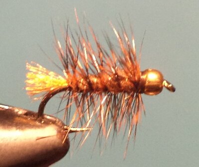 AMS Beadhead Mini Woolly Worm Brown w Burnt Orange Butt 14