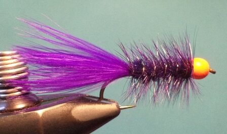 (x) AMS Beadhead Egg-Sucking Woolly Bugger, Purple 6 Mustad R74