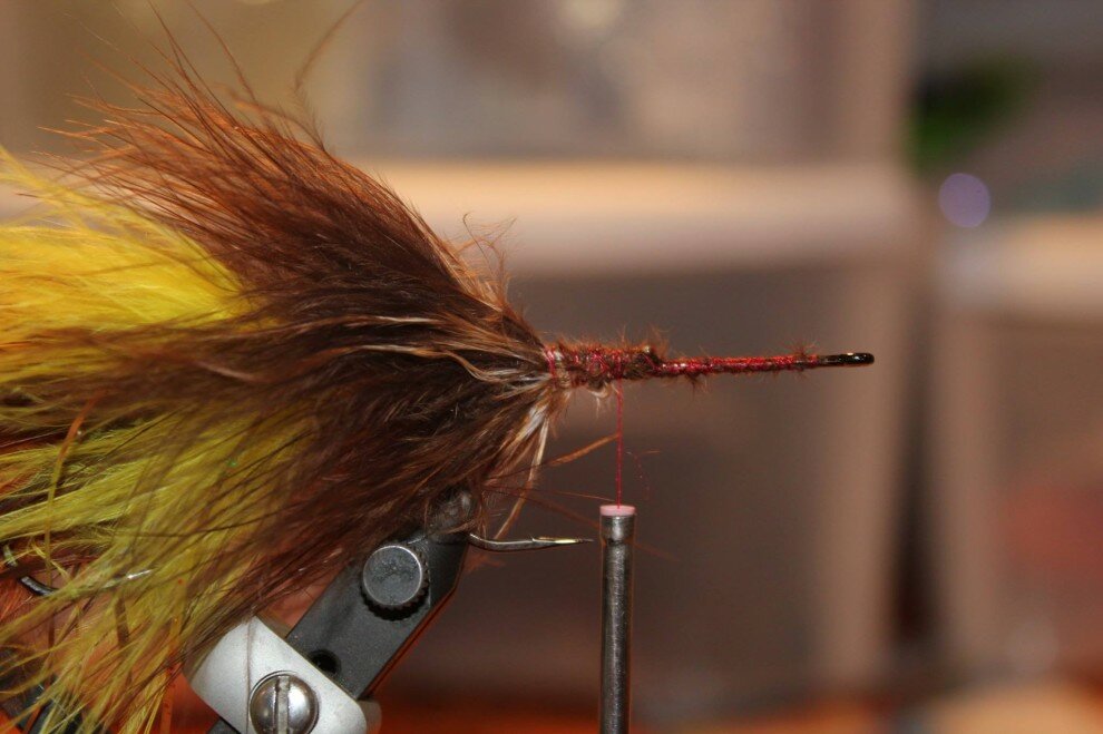 Palmer in brown marabou.