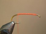 mash barb, start thread, wrap back to point above barb; double over to create loop (in smaller sizes I'd just use split-thread)